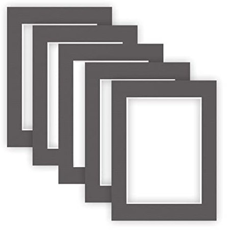nielsen Conservation Passepartout Karton 1,5 mm | 5er Set | Außenformat 30x40 cm für Bildformat 20,5x29,5 cm (DIN A4) | Graphitgrau (dunkelgrau) | strukturierte Oberfläche