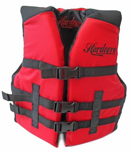 Fully Enclosed Neoprene and Polyester Life Jacket Vest Red (...Youth 50-90 lbs)
