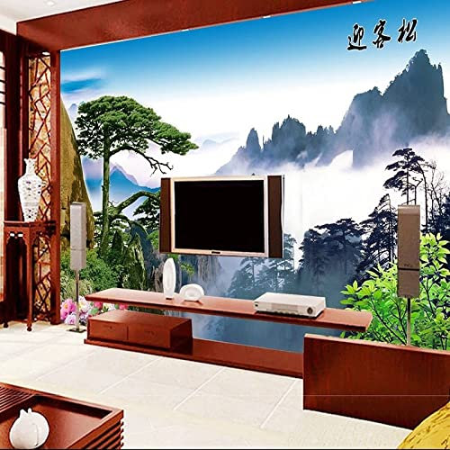 XTSWallpaper Montagnes Arbres Paysages 400X280Cm Papier Peint Panoramique 3D Décoration Murale Xxl Poster Tableaux Muraux Tapisserie Photo Trompe L'Oeil Canapé Tv Fond Mur Peinture Fond D'Écran