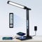 YAMYONE Lámpara de Escritorio LED con Cargador Inalámbrico & Puerto USB, Lámpara de Mesa 5 Colores 5 Brillos 2 Luces Nocturnas, Pantalla LCD Reloj Temperatura Protección Ocular Lámpara de Noche