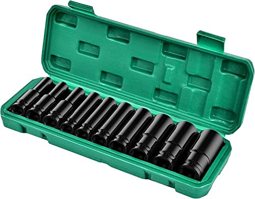 1/2 Impact Deep Socket Set 10Pcs 10-24mm Socket Kit for Professional Repair DIY Tasks