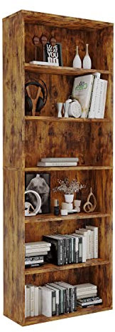 Panana Extra Large Bookcase, 5/6 Tier Wooden Cube Shelves Soild Wood Bookself Storage Organizer Display Shelf Free Standing Unit For Living Room Home Office (Wood, 6 Tier)