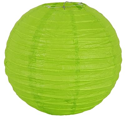 Meisax 10 Stücke Lampions 20cm Rund Papier Lampenschirm Hell Grün Papierlaterne Classic Bamboo Style Papierlampion für Hochzeitsdeko Geburtstag Garten