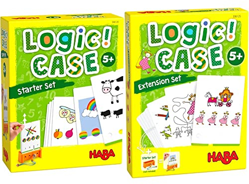 HABA Logic! CASE Starter Set 5+, Logikspiel für Kinder ab 4 Jahren, Reisespiel, 306118 & LogiCase Extension Set – Prinzessinnen