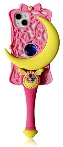 CrazyLemon iPhone 14 Pro Silikon HandyHülle, Weich Bumper Gummi Gel 3D Karikatur Hülle Stoßfest Schützende Junge Mädchen Teenager Hüllen - Sterne Mond Stick