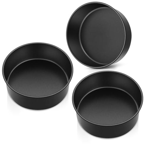 Homikit 6 Inch Nonstick Cake Tin Set of 3, Stainless Steel Cake Mould Round Baking Pans for Birthday/Wedding/Christmas Layer Cakes, Non-Toxic & Rust Free, Easy Release & Clean