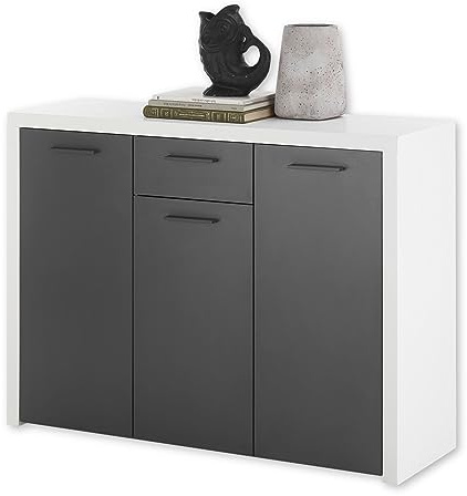 MODICA Sideboard in Weiß, Anthrazit - Moderne Kommode mit Schublade und viel Stauraum - 119 x 88 x 38 cm (B/H/T)