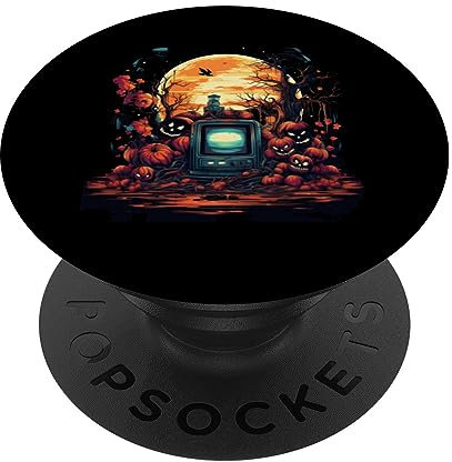 Sehen wir uns Horrorfilme Halloween Old Retro Ghost TV an PopSockets mit austauschbarem PopGrip