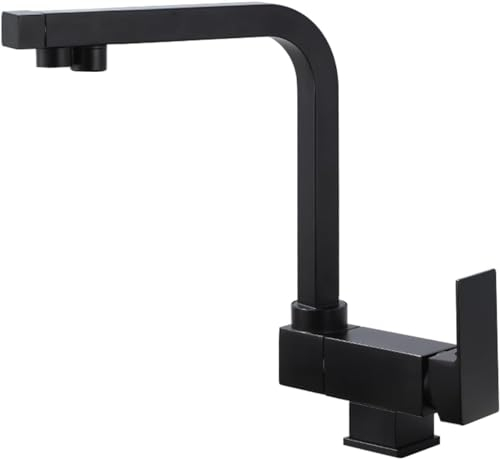 3 Wege Wasserhahn Schwarz Küche Vorfenster Küchenarmatur Klappbar Küchen Armaturen Wasserhahn Flexibel 360 ° Drehbare,B,Einspielermodus