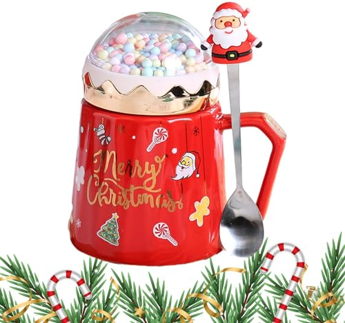 Weihnachtsbecher-Set,Kaffeetasse mit Löffel | Weihnachtsteetasse für Wintergeschenke, Weihnachts- und Erntedankfest-Tassen für Kaffee, heiße Schokolade, Eierlikör