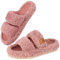 EverFoams Womens Fuzzy Open-toe Slippers Soft Comfy Memory Foam Indoor House Shoes Dusty Rose,5-6 UK