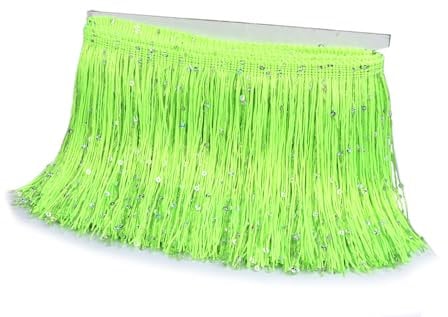 YYCRAFT Hoogram Pailletten-Ketten-Fransenborte von The Yard Girlande, Tanzkostüm, Party-Dekoration, 4,5 m, Neongrün