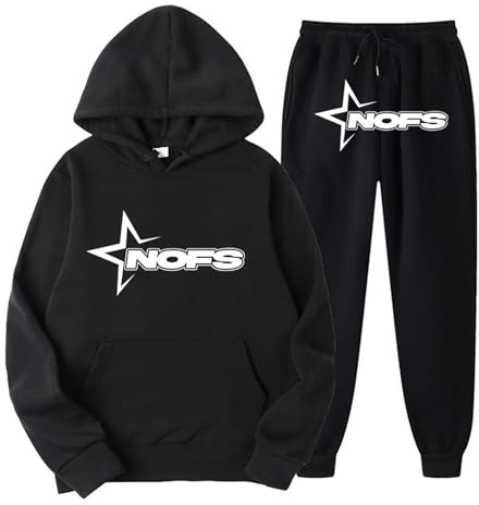XUEQINGDE NOFS Jogginganzug Streetwear Tracksuit für Herren NOFS Tracksuit Buchstaben Druck Lose Hoodies und Jogginghosen Y2K Hip Hop Streetwear Unisex Pullover Oberteile und Sporthosen Anzug