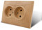 Enchufe de pared para montaje empotrado, juego de tomas eléctricas de pared, enchufes eléctricos de pared interior 250 V CA 16 A, doble enchufe empotrado vetas de madera Toma sin toma de tierra