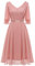 Dressystar Cocktailkleid Damen Elegant Große Größen Festliche Damenmode mit Pailletten Overlay V-Ausschnitt Sommer Kleid Blush XXL