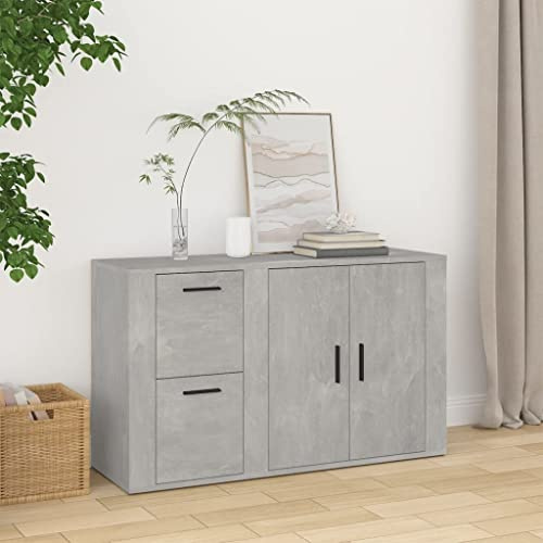 FIRBNUS Sideboard, grau, Beton, 100 x 33 x 59,5 cm, aus mehrschichtigem Holz, Mehrzweckschrank für Küche, Eingangsbereich, platzsparend, Wohnzimmermöbel