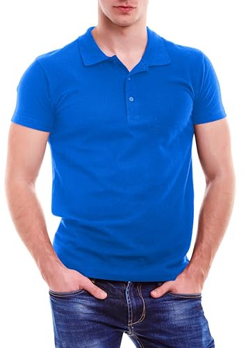 Love My Fashions Mens Polo Shirts Short Sleeves & Knitted Collar, Regular Fit, Casual Plain Cotton T-Shirt for Men Royal Blue