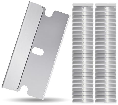 Phantasy® 50 Stück Ceranfeldschaber Klingen, Ceranfeld Kratzer Kingen für Schaber, 39mm x 19mm Ersatzklingen Feuchtigkeits und Rostschutz, Premium Stahl Kohlenstoff für Glaskeramik Kochfeld Schaber