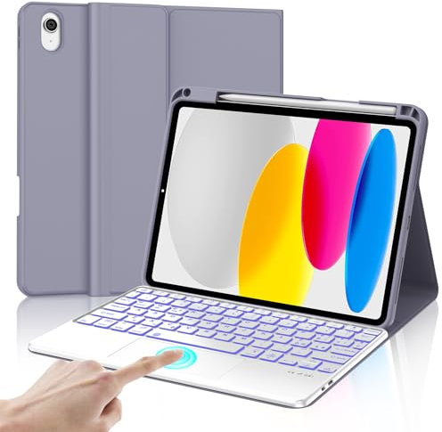 Tastiera iPad 10/11 Generazione con Touchpad, Cover Tastiera Trackpad Italiano Bluetooth Retroilluminata Staccabile per iPad 10 Generazione 10.9 2022/11 Generazione (A16) 11 2025 , Viola lavanda