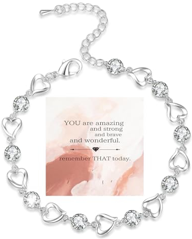 LOUMILEO Armband Silber 925 Damen Armband Silber Hypoallergenes Armband Silber Herz Mit Glänzendem Zirkonia, Verstellbares Silberarmband Damen Mädchen