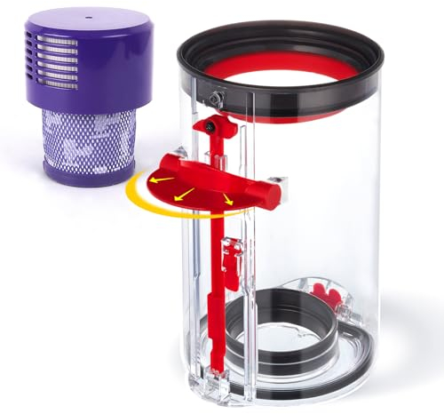 WYWY.Wide Upgraded Dust Bin Compatible with Dyson V10 SV12 Vacuum Cleaner Canister, Large Bin Replacement for Dyson V10 Bin Part No. 969509-01 with HEPA Filter