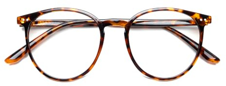 JFXQDR Runde Blaulichtfilter Brille Damen Herren, Computerbrille | ohne Stärke, UV400- & Blendschutz, Schutz vor Augenermüdung, TV Gaming Arbeit & Alltag