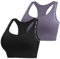 Crewhpo 2er Pack Sport BH Bustier Damen Push up Racerback BH Gepolstert Yoga Bra Ohne Bügel Sportbh Breite Träger Sport Top für Joggen Fitness Gym Schwarz+Lila-L