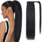 SEGOHAIR Pferdeschwanz Haarteil Echthaar Extensions Zopf 16(40cm) Clip in Extensions Echthaar Lang Glatt Echte Haare Extensions Echthaar Remy Pechschwarz-80g