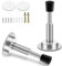 Door Stopper 2 Pack, 4 Inch Door Stops with Soft Catch Spring, Self Adhesive, Stainless Steel Door Stoppers for Wall, Sound Dampening Rubber Bumper Tips, No Drilling Doorstop Holders, Silver