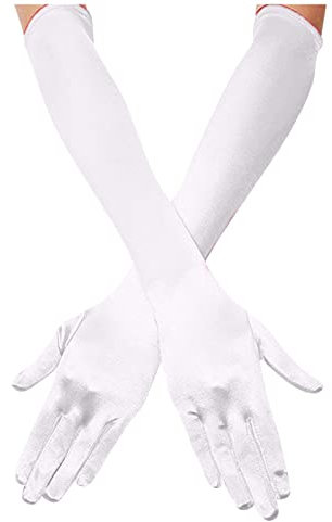 White Cotton Gloves Women Garden Gloves Heavy Duty Bridal Satin Dance Women's Length Finger Gloves Gloves Long 1920s Opera Gloves Netball Gloves Women For Nails Long Gloves Black (White, One Size)