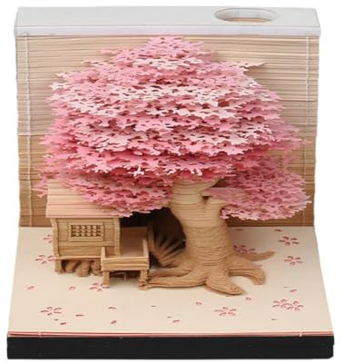 2025 Englische Version Baumhaus mit Licht Papier Skulptur Desktop Note I3t2 Papier dreidimensionale 3D-Dekoration