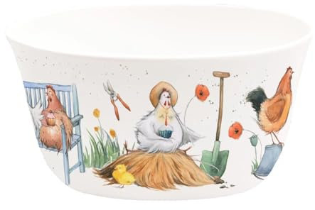 Grätz Verlag GmbH Müslischale, Frühstücksschale, Schälchen, Geschenkidee, Geburtstag, Zum Einzug, Porzellanschale, 12,80 × 7,50 × 6,30 cm (Hühnerbande)