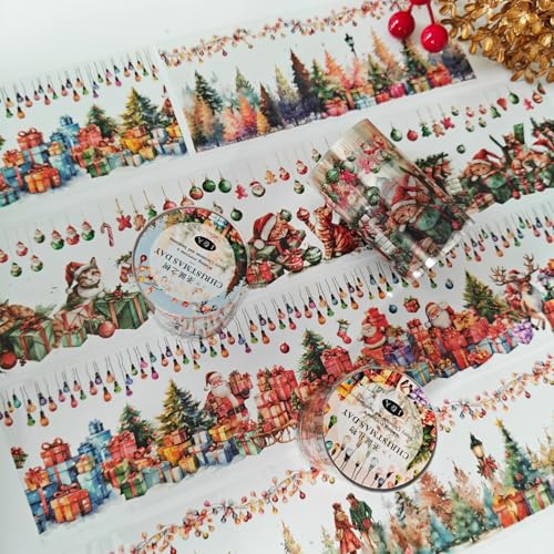Scrapbook PET Washi Tape Stickers,3 Rolls Christmas Tape for Journaling