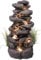 Gran Fuente de jardín BK902 con iluminación LED, Fuente de Cascada de Roca, Gran decoración de jardín, Aspecto de Piedra, 100 cm