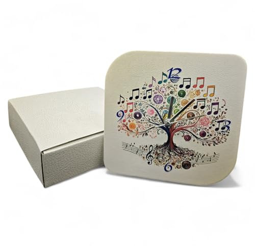 oggettando Orologio Albero della Vita MUSICA in Scatola da Bomboniera Utile Matrimonio, Nascita, Battesimo, Comunione, Laurea, Cresima, 18, 25 e 50 anni, Anniversari e Compleanno (musica, 16x16)