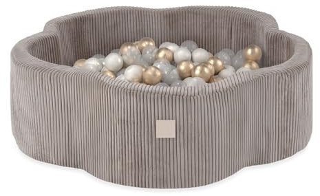 MISIOO Piscine à balles, motif fleur/nuage, pour bébés et enfants, 95 x 30 cm, tissu de qualité supérieure, piscine à balles, pour bébé à partir de 1 an, 200 balles, parfaite pour les tout-petits et