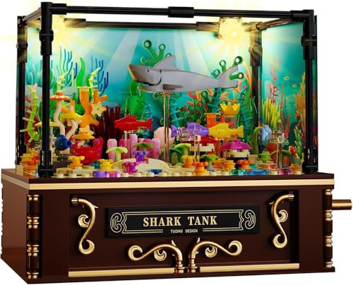Mostop Fish Tank Building Blocks Set, Beleuchtung Aquariumgebäude -Sets Tierminiaturlandschaft einschließlich Haikrabbe, Beleuchtung Aquariumgebäude Sets Erwachsene Kinder 8+