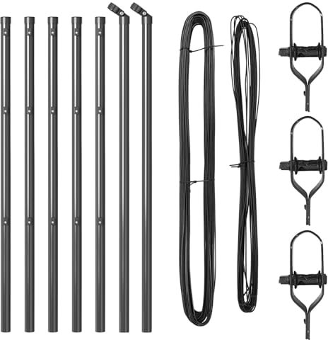 vidaXL Zaunpfosten 7 Stück Grau Ø32 mm 120 cm Galvanisiertes Stahl