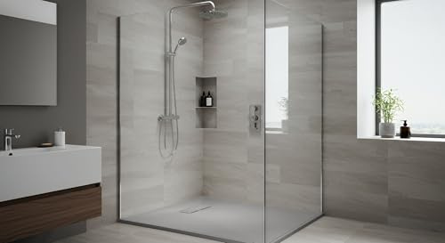 Design Duschwanne Steinoptik SMC Antirutsch flache Duschtasse Ablaufgarnitur Bauhöhe 26mm flach, Duschtasse Farbe:Anthrazit, Duschwannen Größe:80 x 100 cm