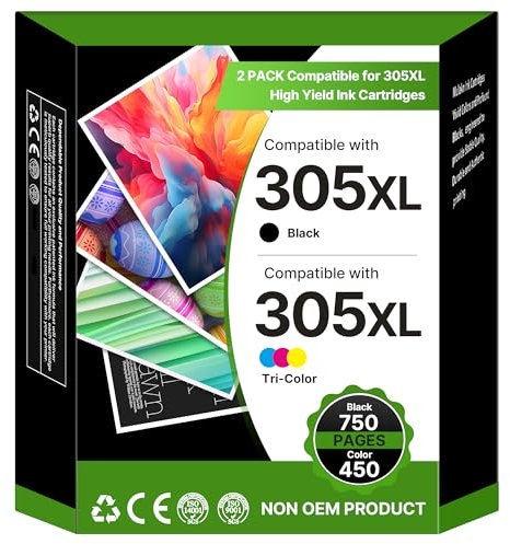 305XL Multipack Kompatibel für HP 305 Druckerpatronen XL Set für HP DeskJet 4220e 2720e 2720 2700 4120e 4100 2700e 2710e 2721e 2710 4100e 4110 Patronen Envy 6020e 6032e 6400 6032 (Schwarz,Farbe)