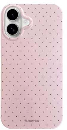 Reownest Case for iPhone 16 with Cute Polka Dot Pattern Aesthetic Design, Simple Stylish Soft TPU Protective Phone Cover for iPhone 16 -Pink