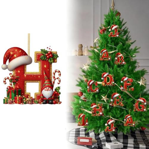 Christmas Decorations,26 Letter Christmas Tree Pendant, Xmas Alphabet Letters For DIY Craft Hanging Letter Ornaments