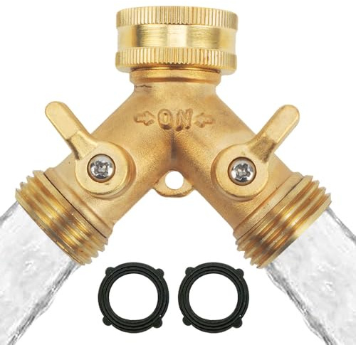 LYPPUL 2 Wege Verteiler Wasser 3/4 Zoll, Wasserhahn verteiler, Wasseranschluss verteilers, Y-verteiler Zulaufschlauch für Waschmaschine, Geschirrspüler, Gartenschlauch