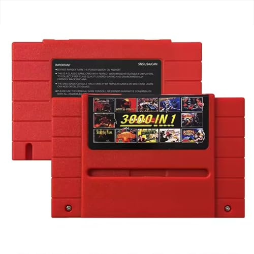 Retro 16-Bit Game Cartridge for SNES & Super Famicom, 3000-in-1 Flash Card with 8GB Pre-Loaded Mini SD Card, Classic Gaming Compatible