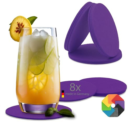 BIASTO Filzuntersetzer rund Ø 10 cm – 8er Set – Lila – 3 mm dick, leise & pflegeleicht, Made in Germany