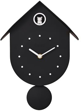 I-TOTAL - Kuckucksuhr mit bunter Katze, modernes Design, dekorative Uhr für Zuhause, Küche und Kinderzimmer (schwarz)