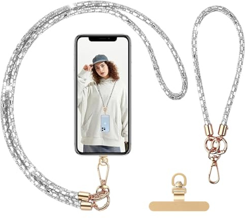 BKEPDY Bling Cordon Téléphone Portable Femme Universel Laniere Telephone Détachable avec Patch Telephone Portable Bijoux Cordon Compatibles avec Plupart des Smartphones