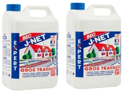 Bec J-net Nettoyant Gros Travaux, 10 Litres, Détruit Dépôts Verts et Noirceurs, Multi-Surface, Lot de 2 Bidons de 5 Litres