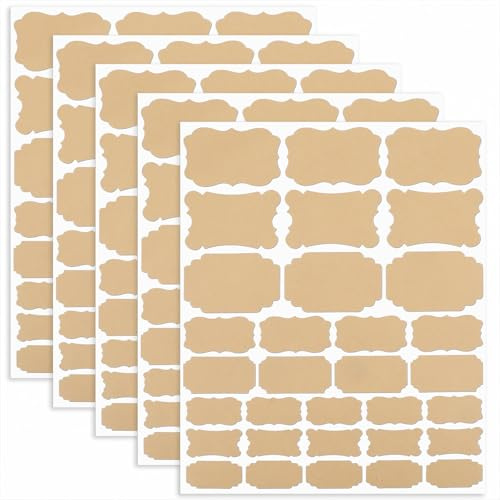 Shimmeroo 160PCS Brown Self Adhesive Labels for Jars,Writable Blank Sticker | Brown Removable Stickers for Glass Essential Oil Bottles, Food Containers, Presents, Gift Tags