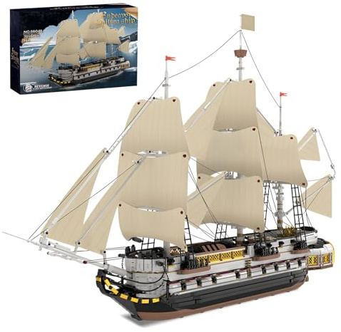 Segelschiff Bausteine Bausatz, 3558Teile Großes Klassisches Endeavor Schiff Modell, Sammlungsfähiges Segelboot-Deko Spielzeug, Geschenk für Nautische Historisches Abenteuer Klemmbausteine Teens